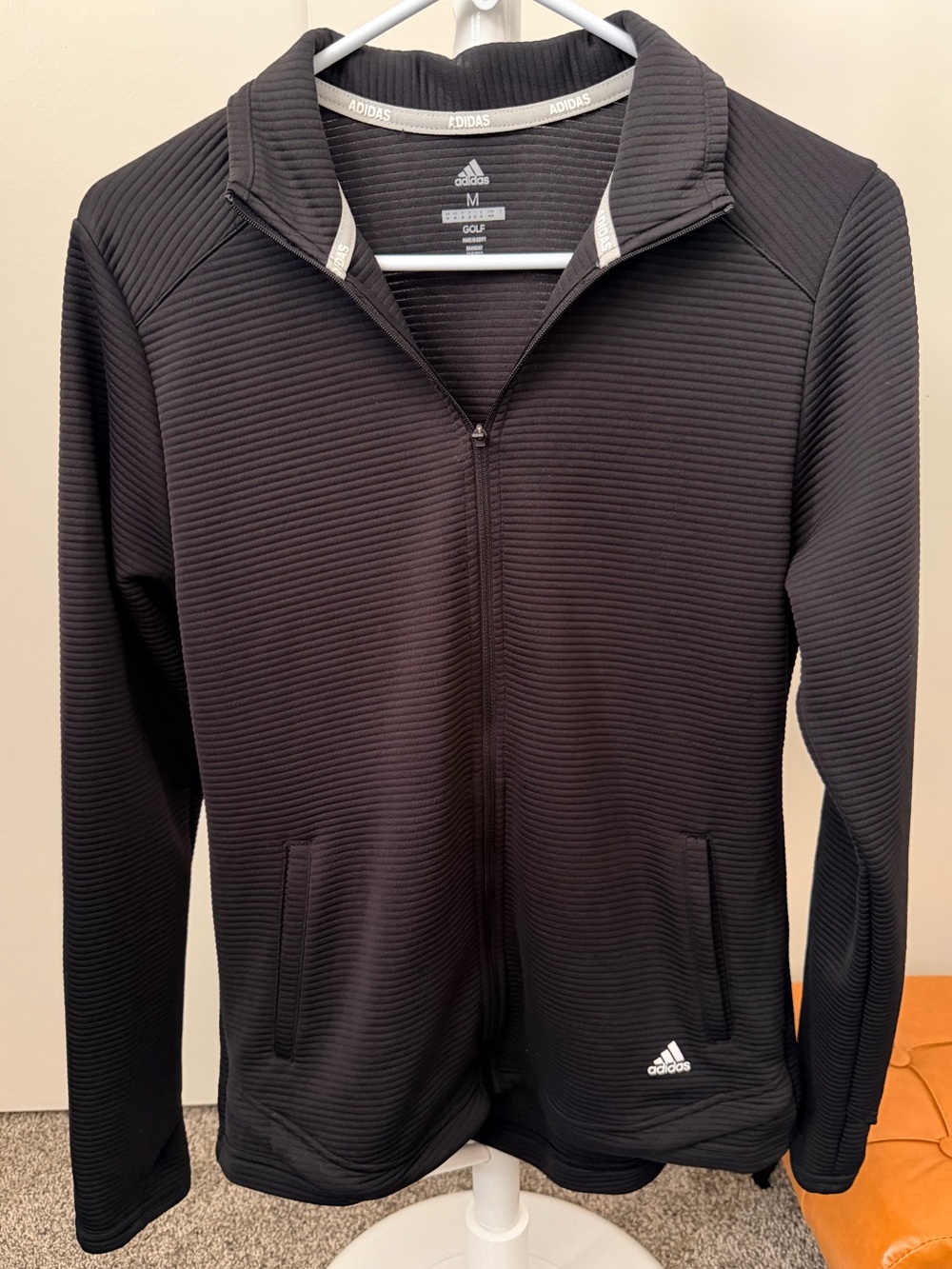 adidas Black Ribbed Full-Zip Performance Jacket